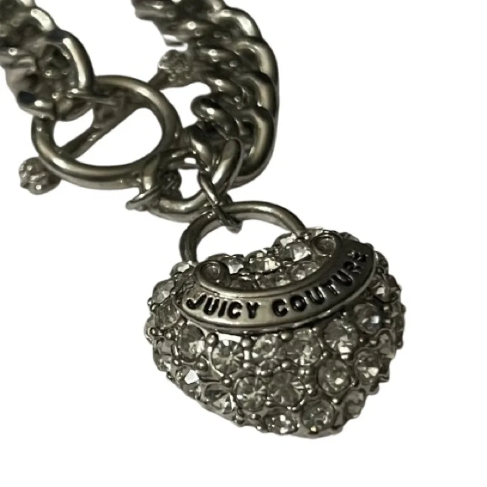 Juicy Couture Silver Chain Bracelet With Crystal Heart Charm - Picture 2 of 14